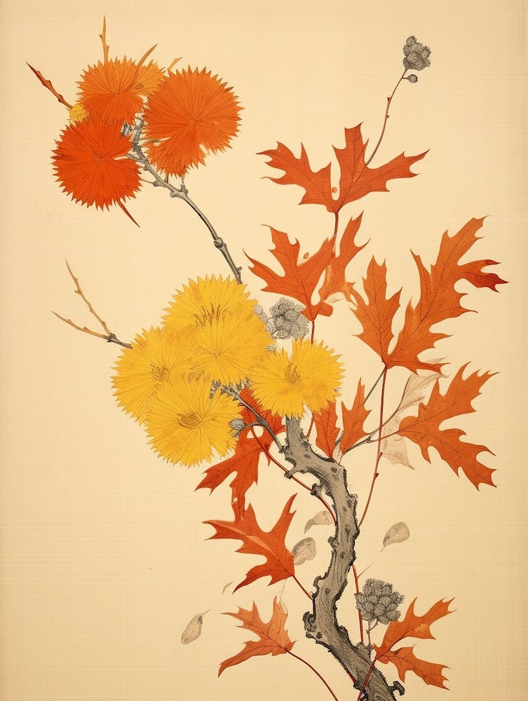 Akikusa Autumn Dandelion 2 Vintage Japanese Botanical