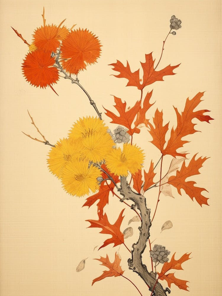 Akikusa Autumn Dandelion 2 Vintage Japanese Botanical