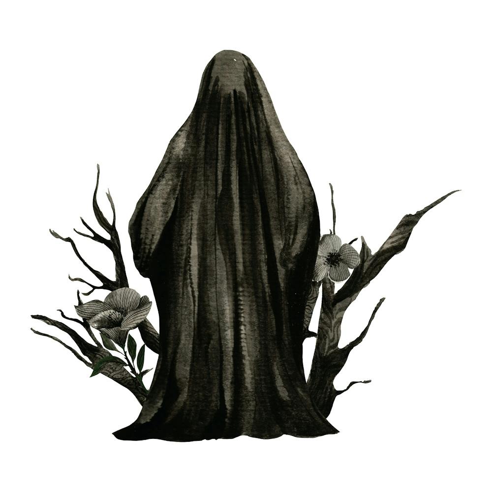 Grim reaper watercolor illustration