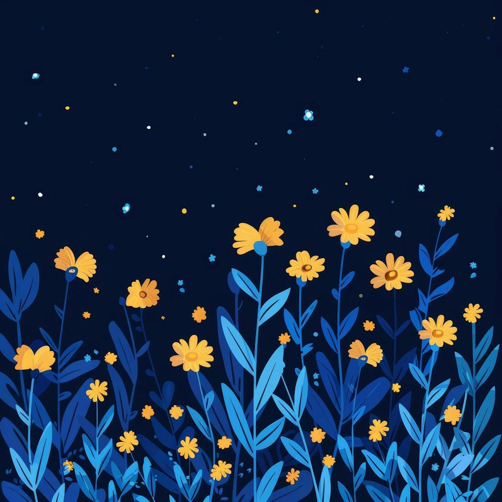 Night Sky With Flowers 1