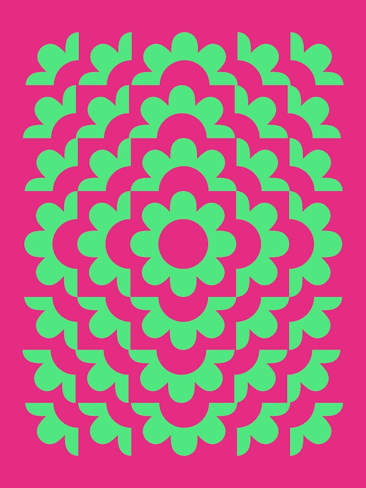 Abstract Flowers Pattern 8 In Bohemian Vibes Green Pink 01