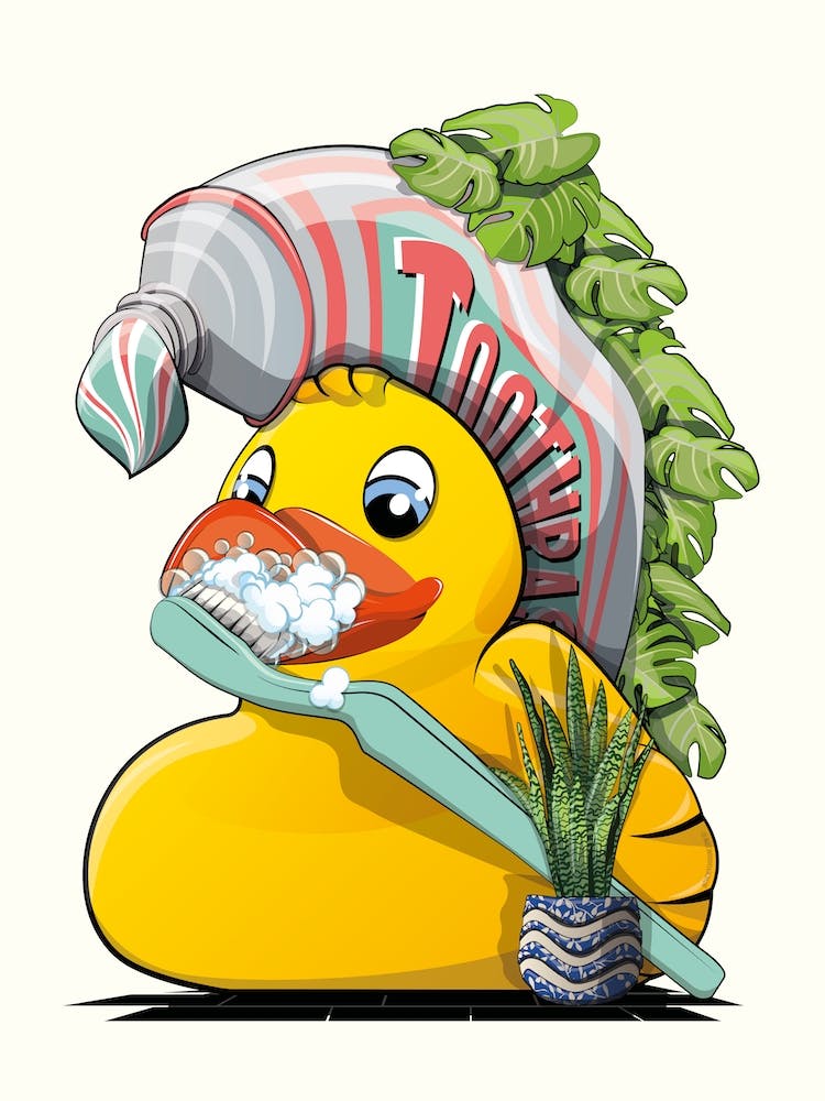 Rubber Duck Brushing Teeth