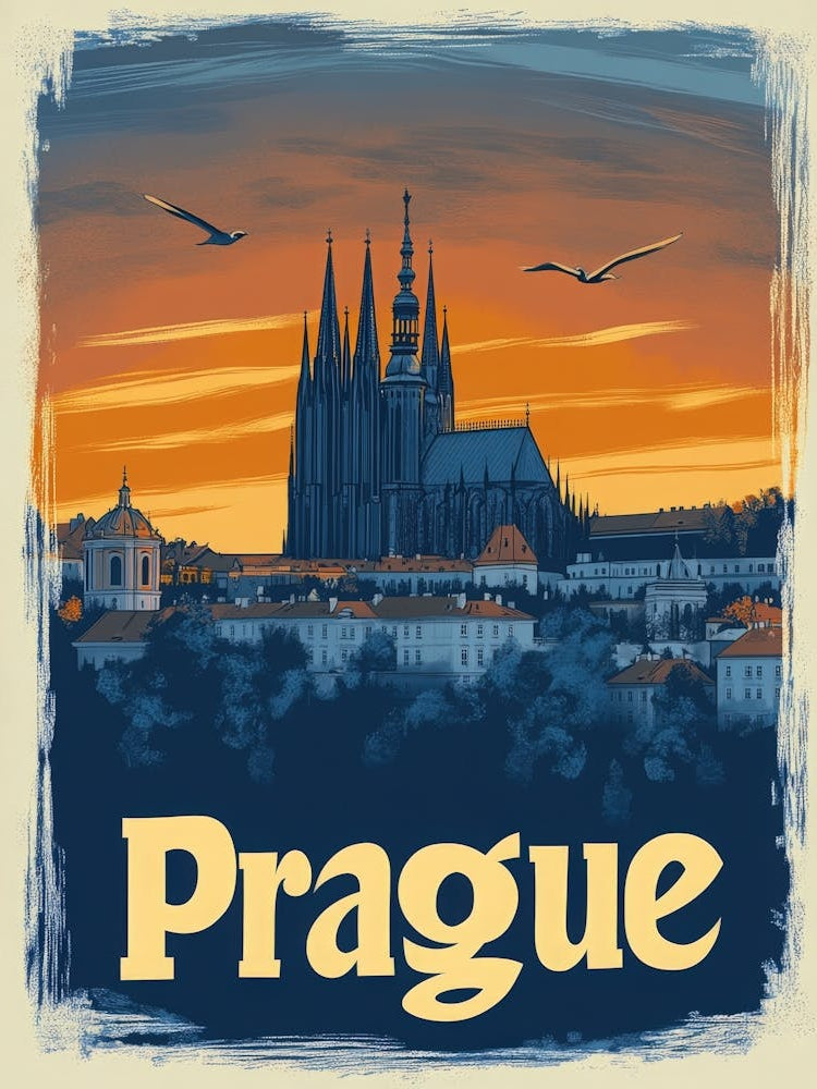 Aihrgdesign A Retro Travel Poster For Prague 2