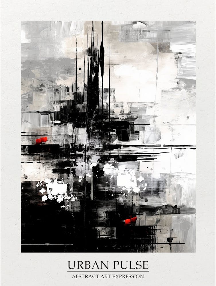 Urban Pulse Abstrait Noir Et Blanc 4 Affiche