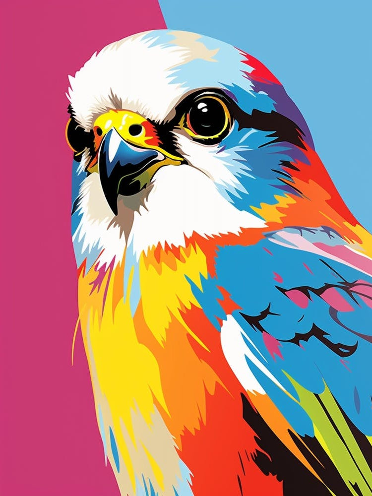Andy Warhol Style Bird American Kestrel 3