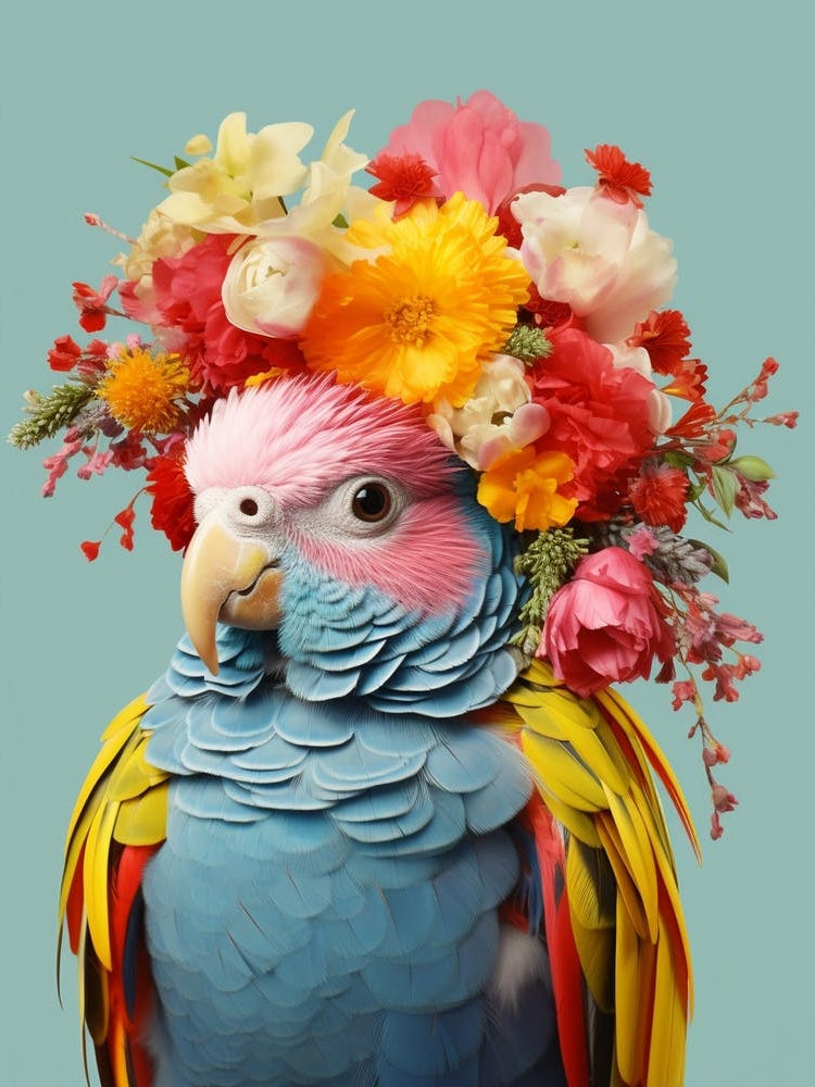 Bird With A Flower Crown Budgerigar 2