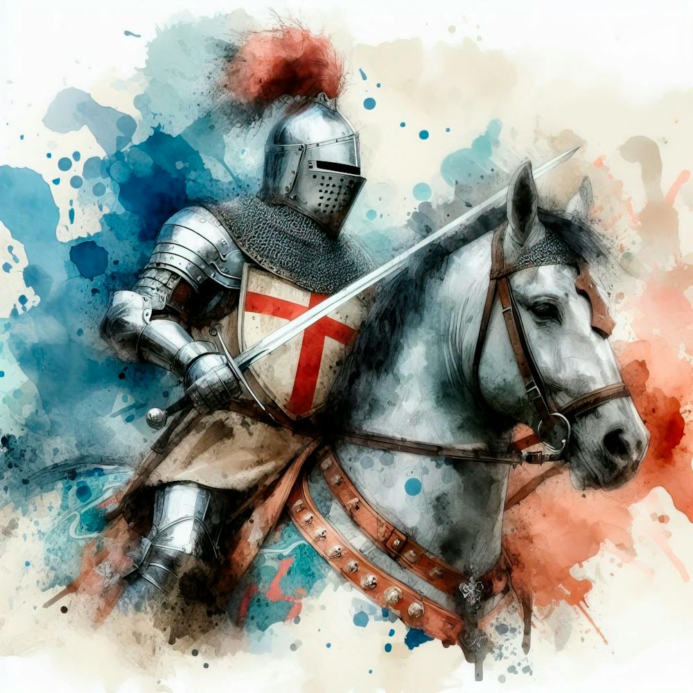 Watercolor Drawing Of A Medieval Knight
