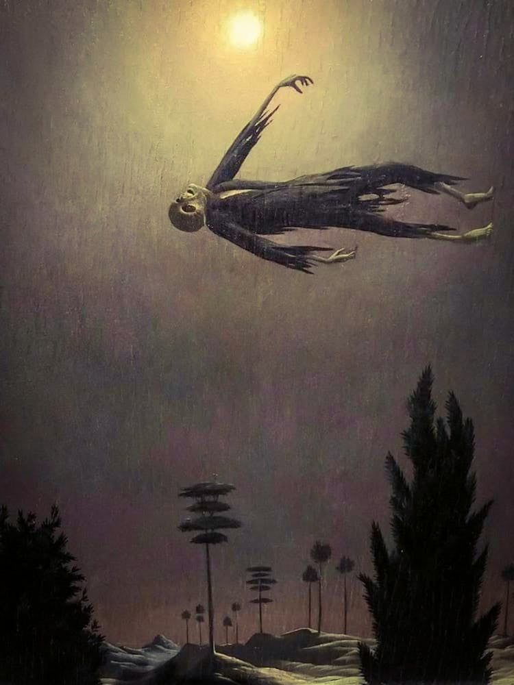 Franz Sedlacek "Apparition Above Trees" 1928 in HD | Wonderful Macabre Dark Arts Aesthetic
