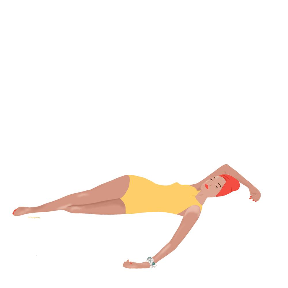 Femme en Maillot de Bain Jaune