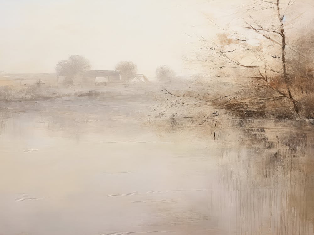 Muted Autumn Pond Painting