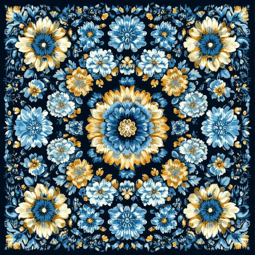 Blue And Yellow Floral Pattern Art