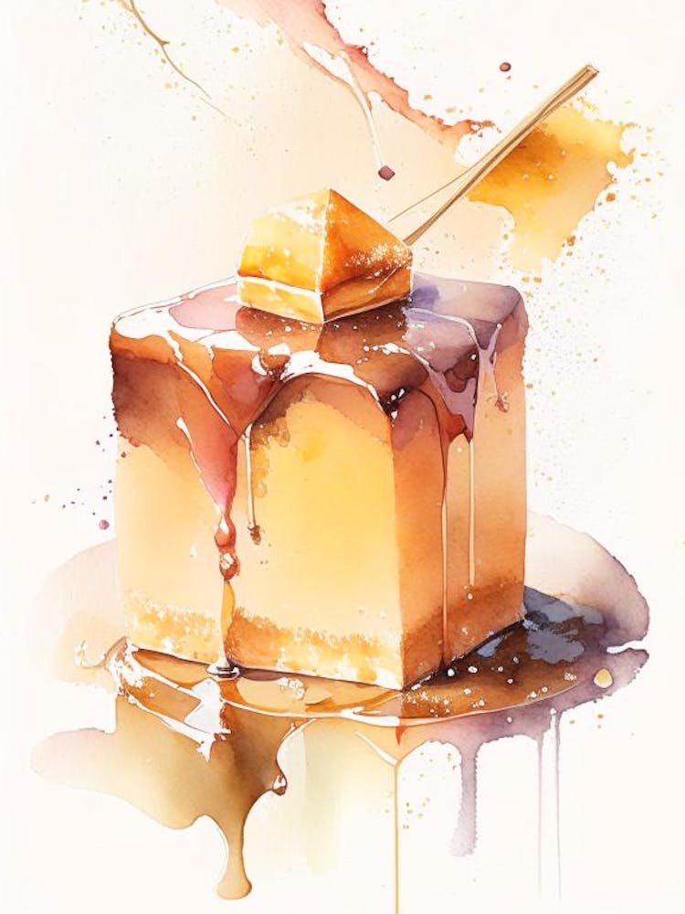 Brown Sugar Fudge Dessert Storybook Watercolour Flower