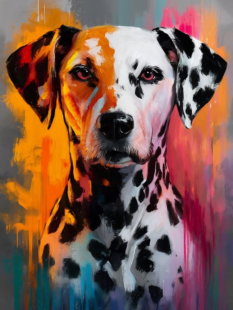 Vibrant Dalmatian Dog Abstract Artwork