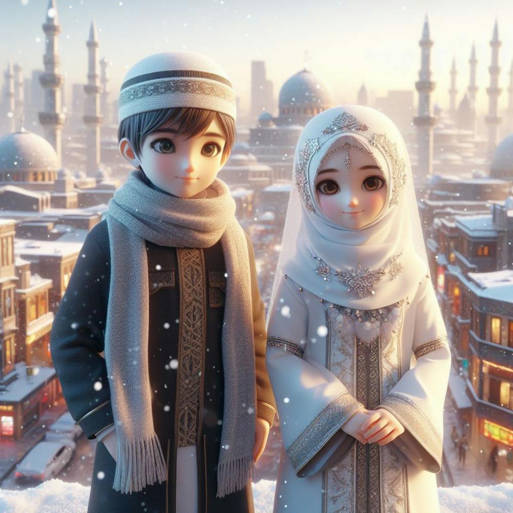 Muslimisches Paar Im Winter