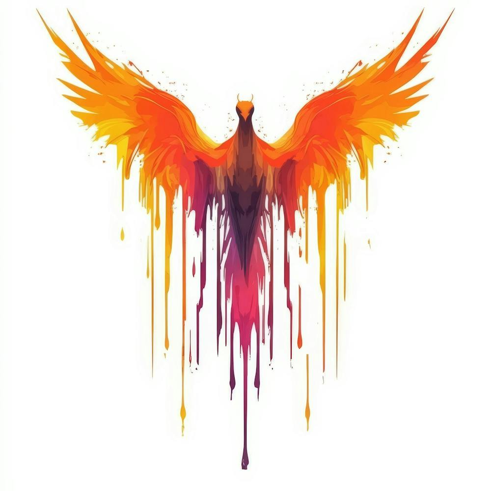 Color Drip Animal Design A Soaring Phoenix With 2