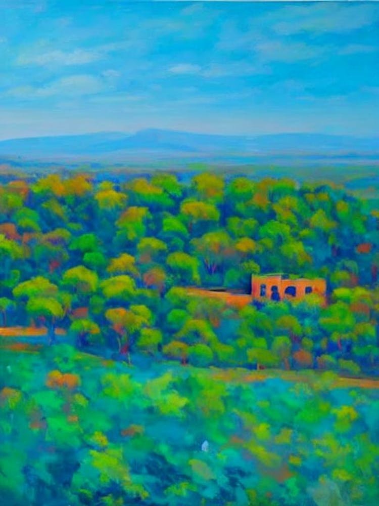Ranthambore National Park India Blue Oil Painting 2 
