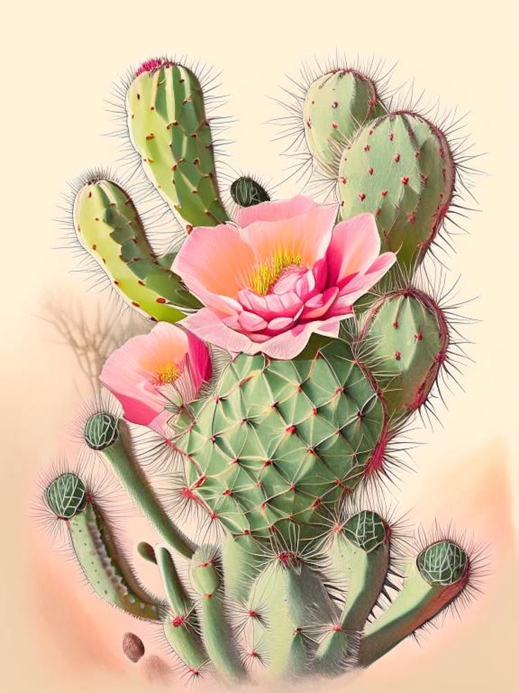 Cylindropuntia Kleiniae Retro Drawing 1