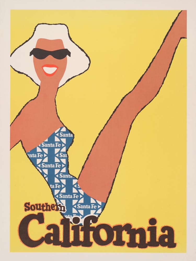 Affiche de voyage vintage Santa Fe Californie