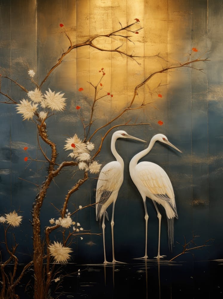 Two Cranes In A Tree