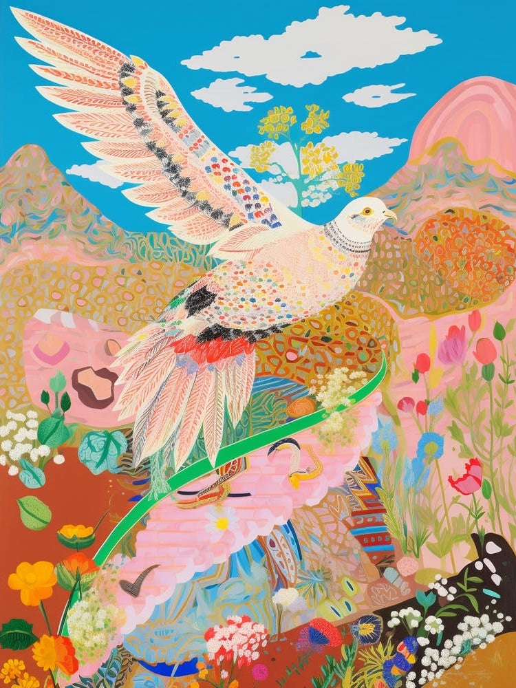 Maximalist Bird Painting Budgerigar 4