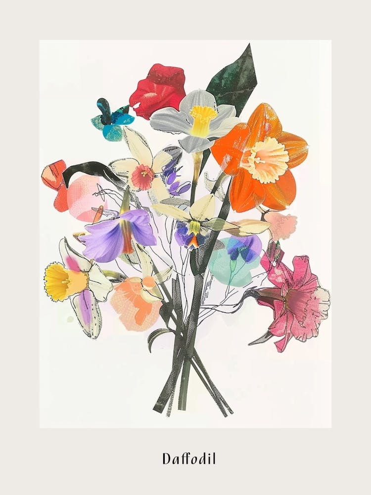 Daffodil 1 Collage Flower Bouquet Poster