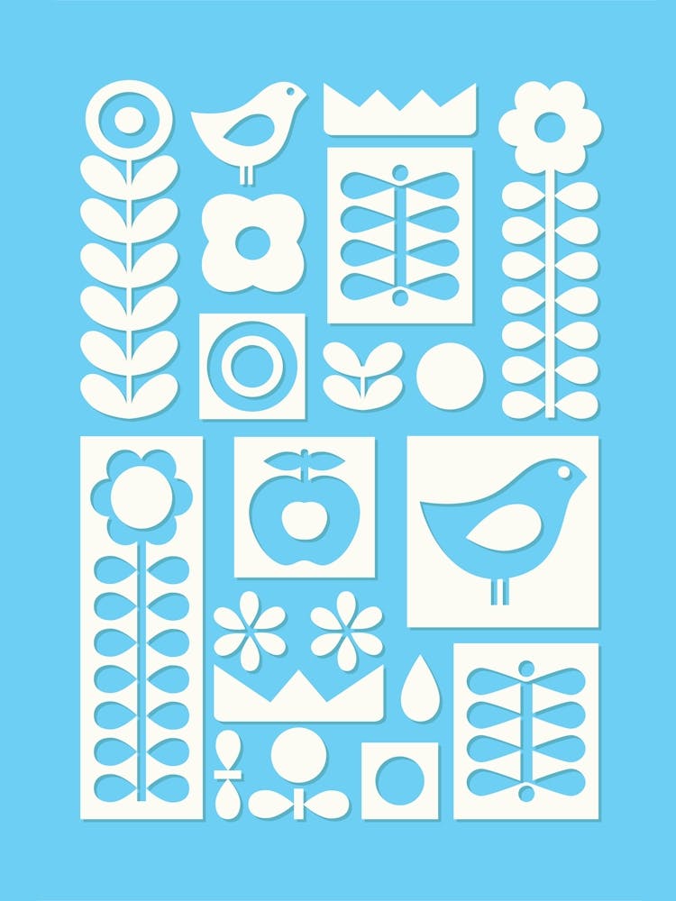 Scandinavian Ornament Blue for Kids Room