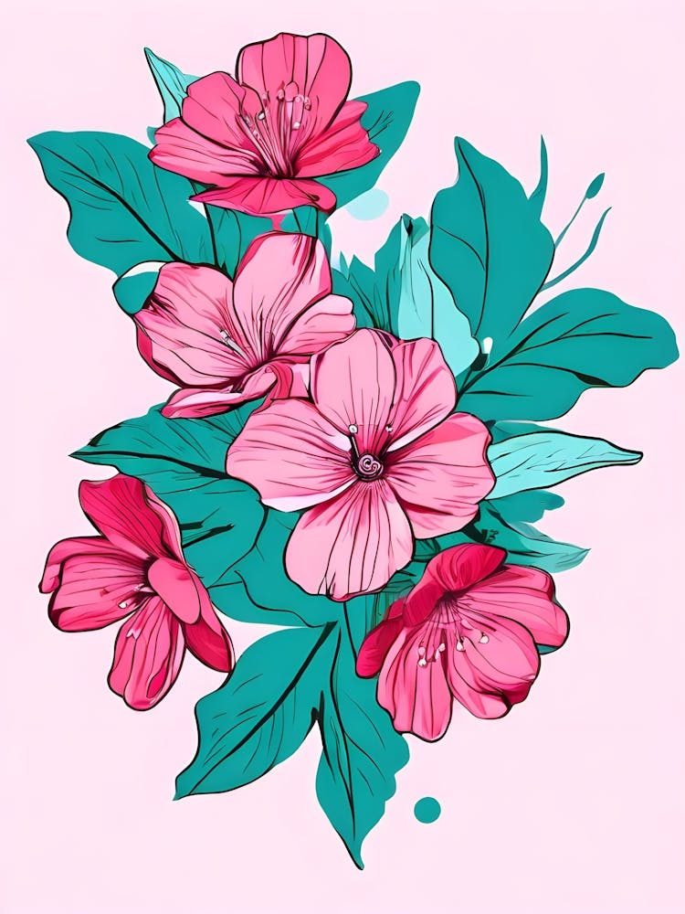 Create A Digital Artwork With Pink Flowers In A Pop Art Style With Bold Outlines And Flat Colors 272730497 (4)