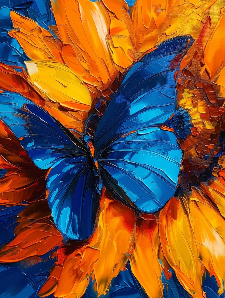 Blue Butterfly On Sunflower 4