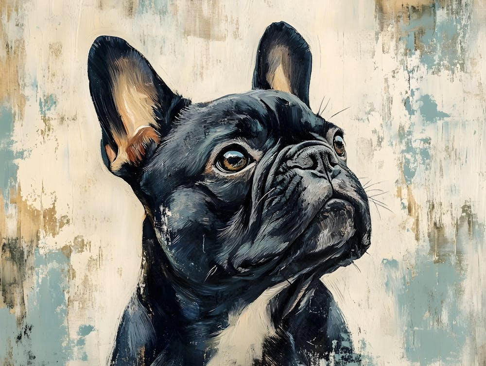 Minimalistischer Frenchie Mit Blauem Hintergrund 5