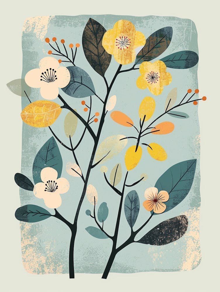 Plum Tree Flat Illustration 1