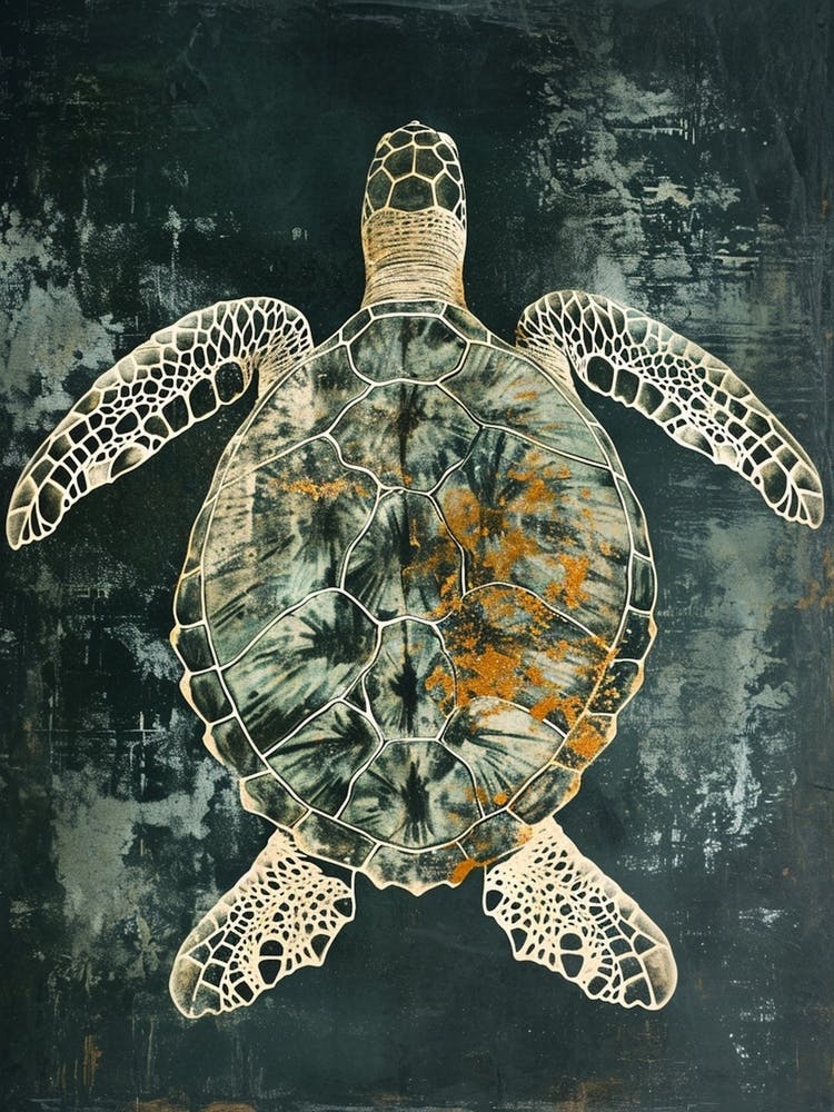 Inverted Beige & Green Sea Turtle