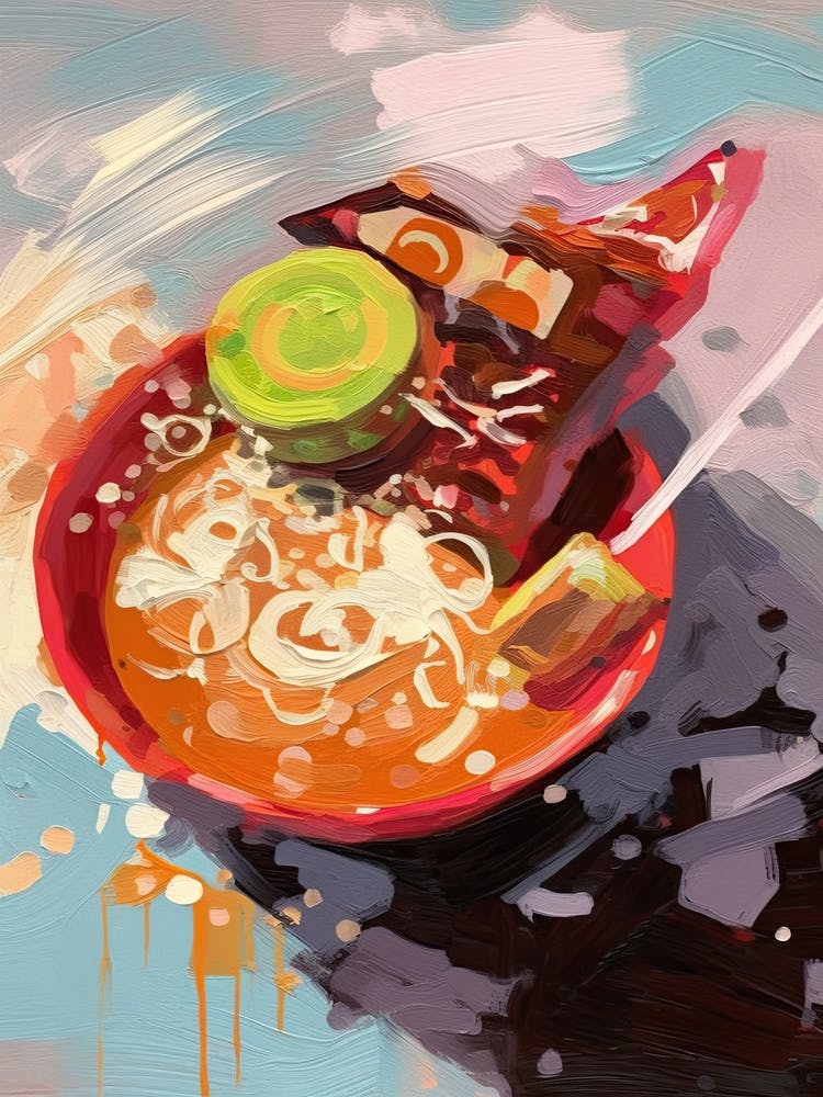 A Ramen Bowl Oil Painting 3