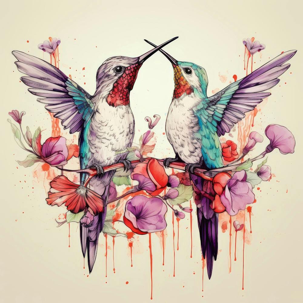 Funny Cute Hummingbirds Cartoon Vintage 3