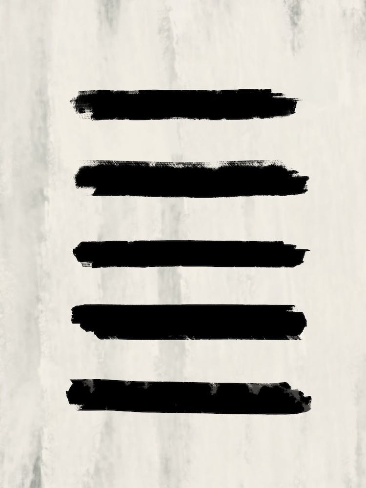 Creme Painting With Black Brushstrokes