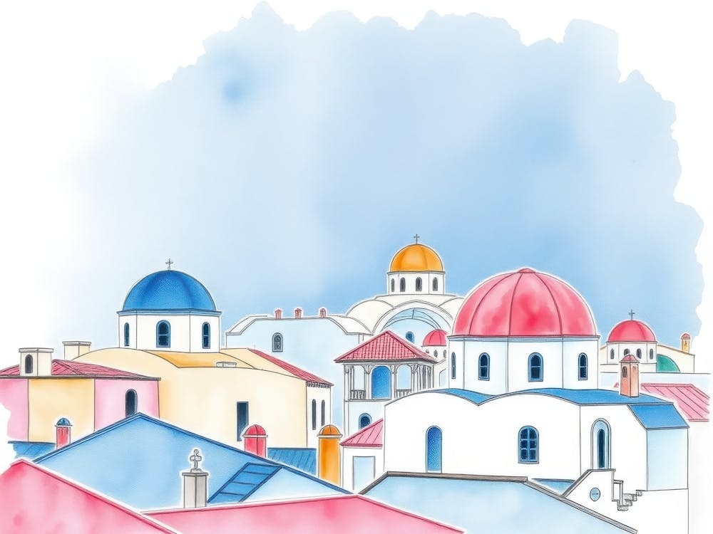 Watercolor Of Greece