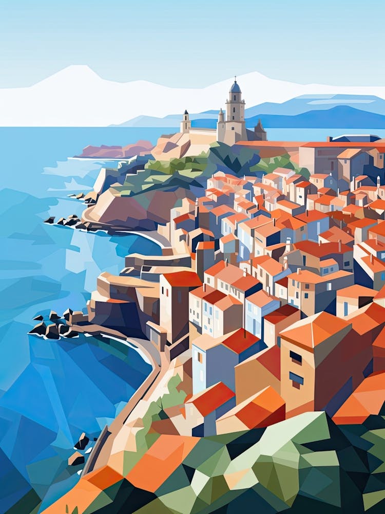 Collioure, France, Geometric Illustration 2