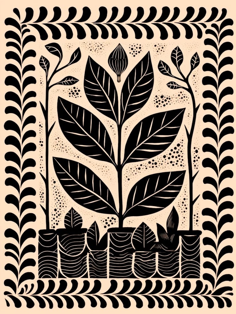 B&W Plant Illustration Zz Plant 18