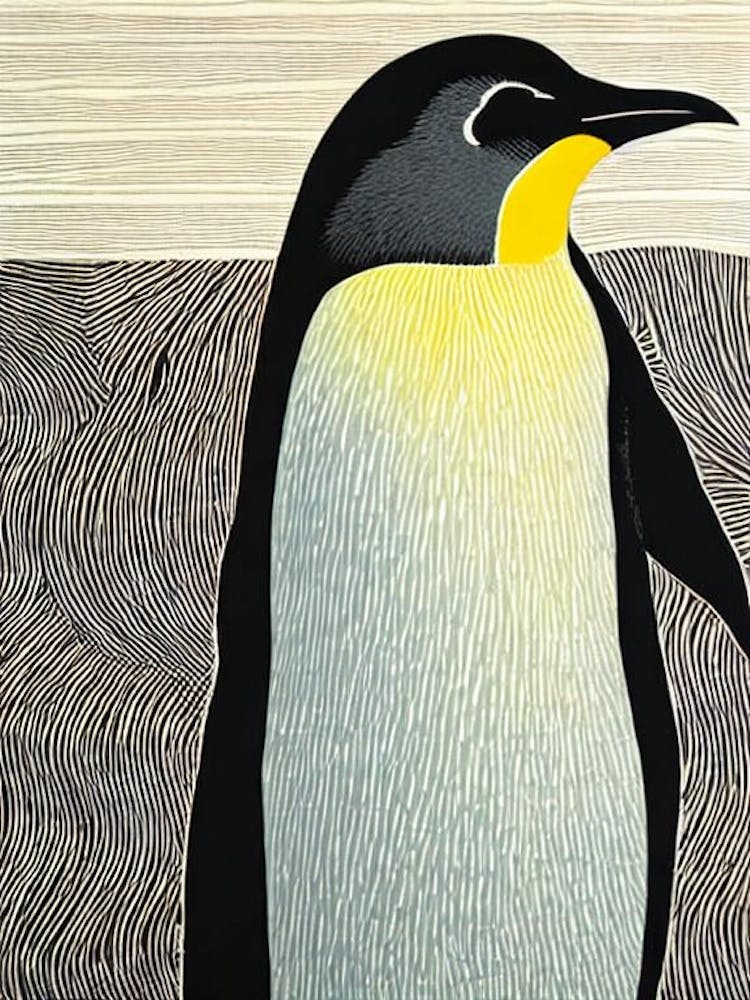 Emperor Penguin Linocut