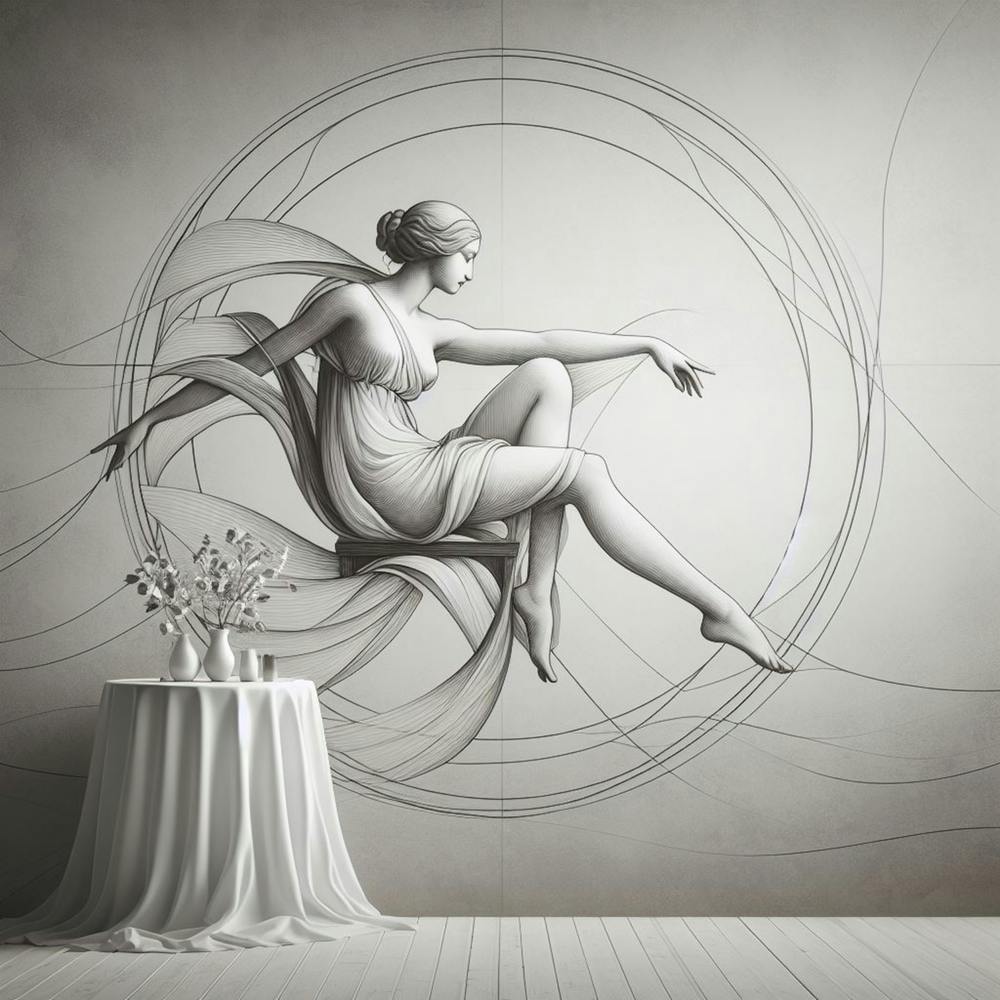 Illustration of a woman in marble art