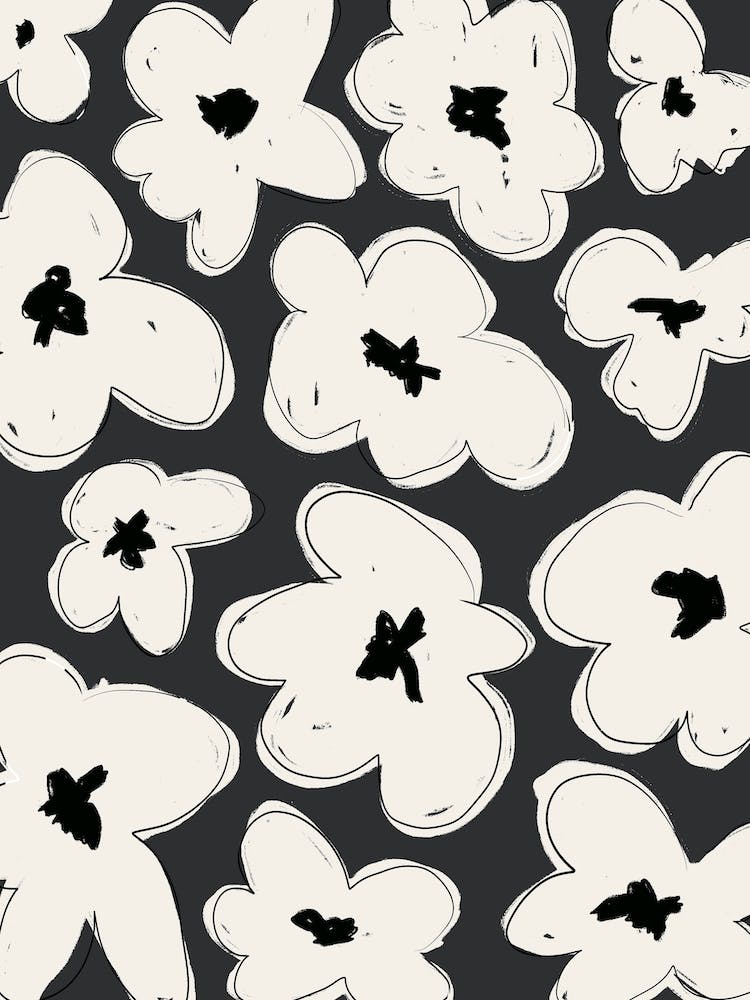 Bold Daisies Black White