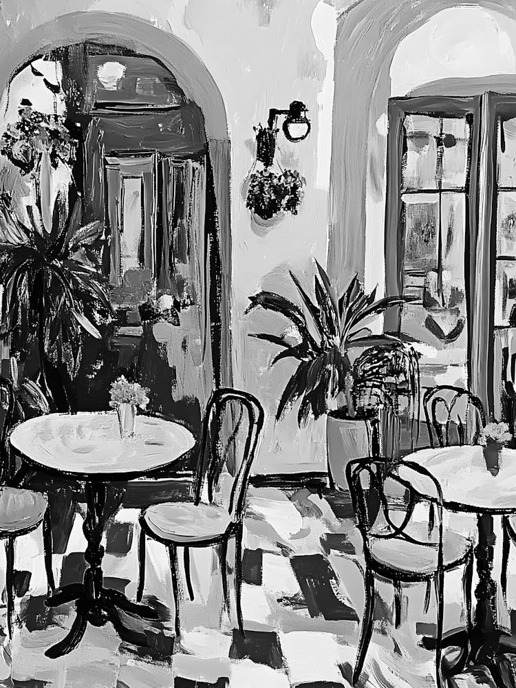 Black And White Of A Cafe 1