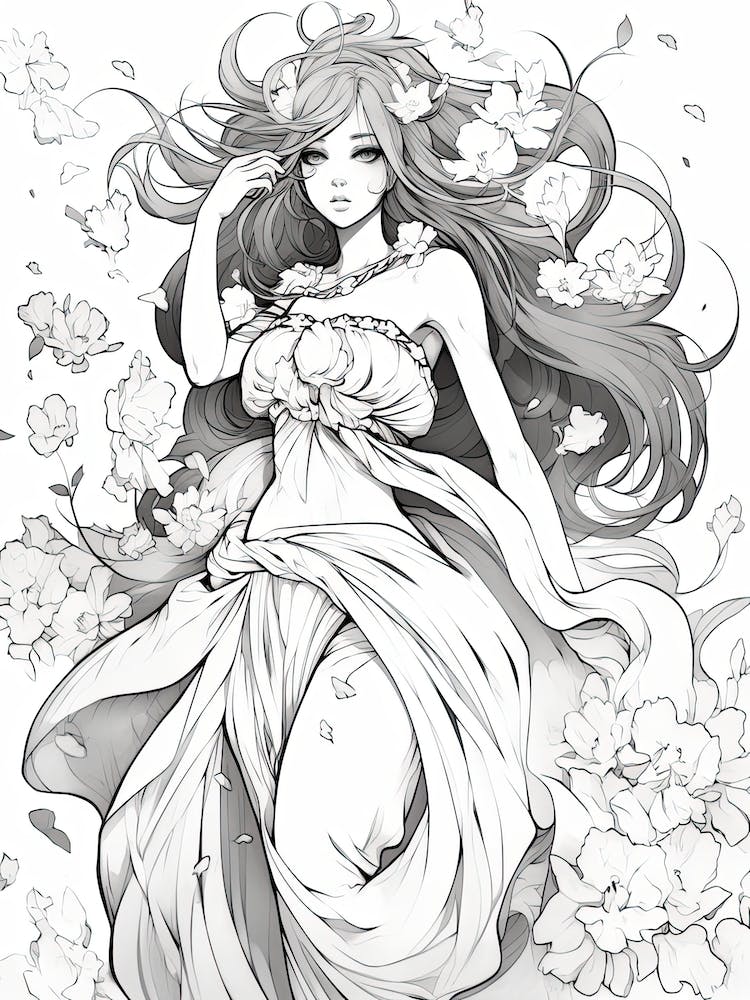 Bloom Body Girl Line Art 6