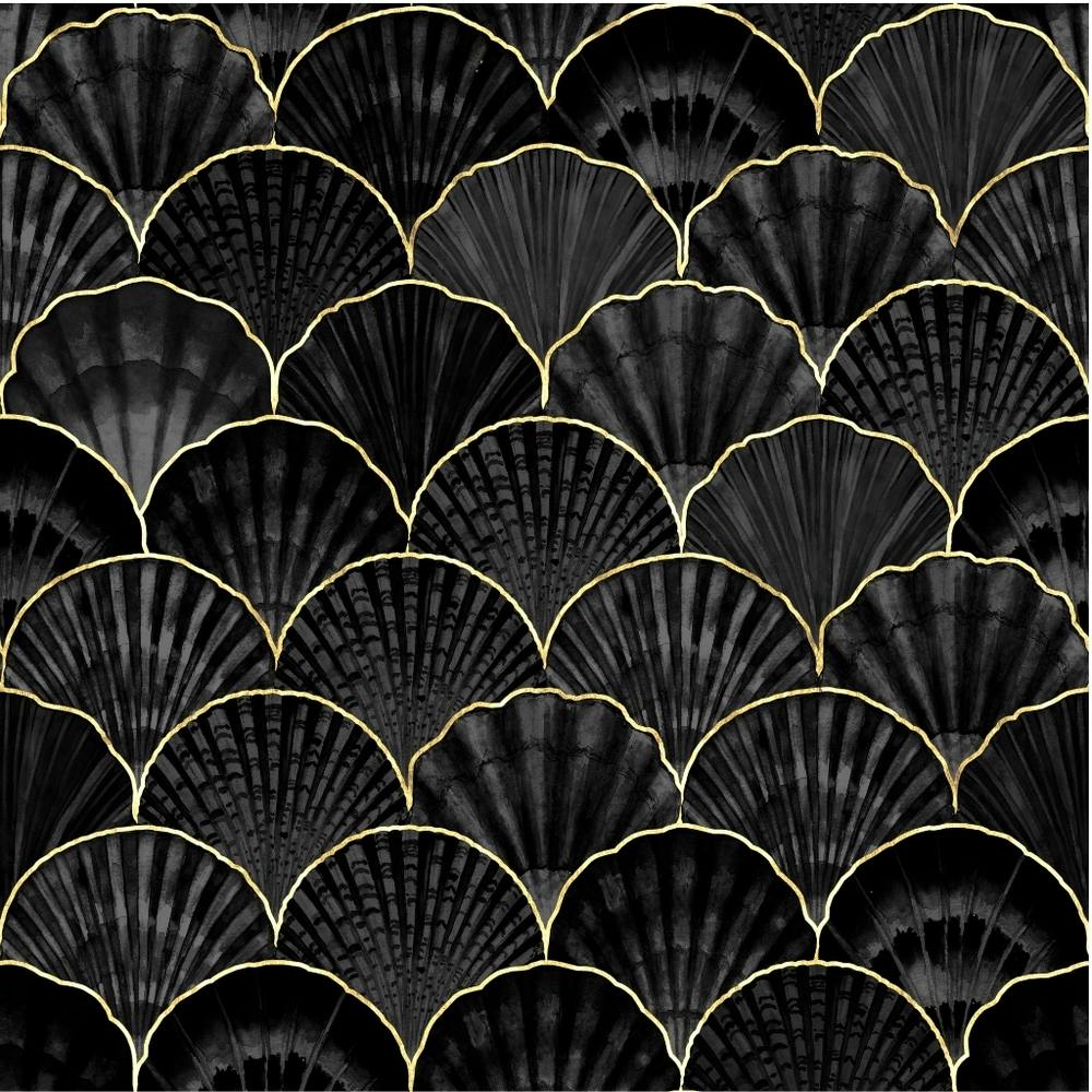 Black And Gold Seashells Canvas Print