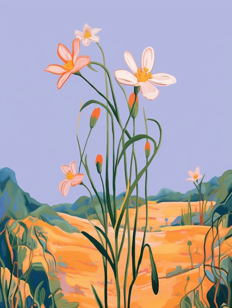 Boho Wildflower Painting Blue Eyed Grass 1