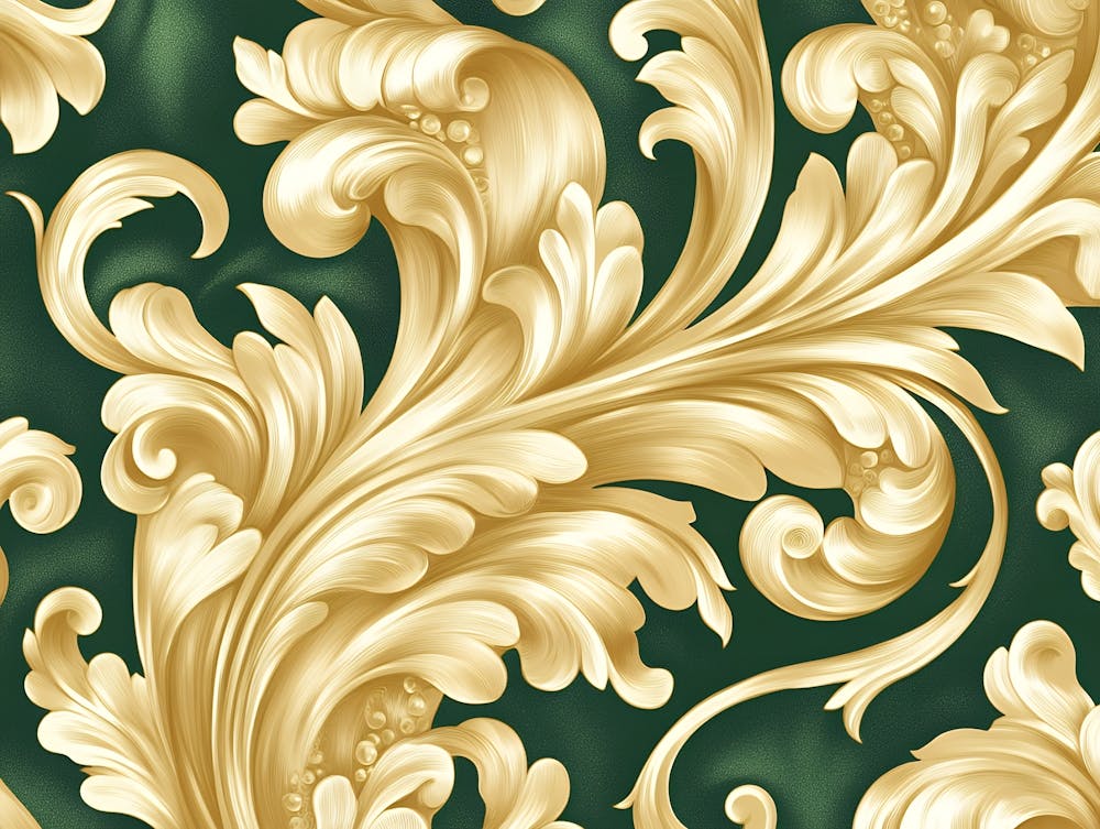 Gold And Green Floral Wallpaper