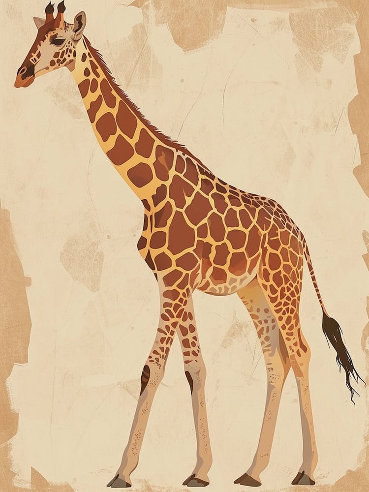 Storybook Style Illustration Of A Giraffe 1