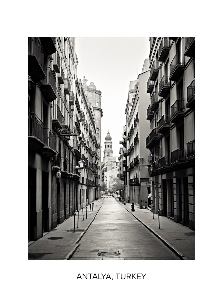Poster Of Barcelona, Spain, Photography In Black And White 1