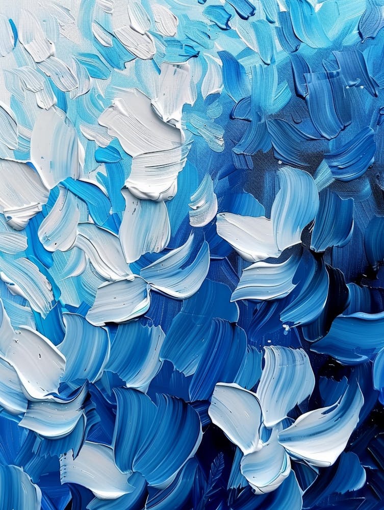 Abstract Blue And White Painting 3