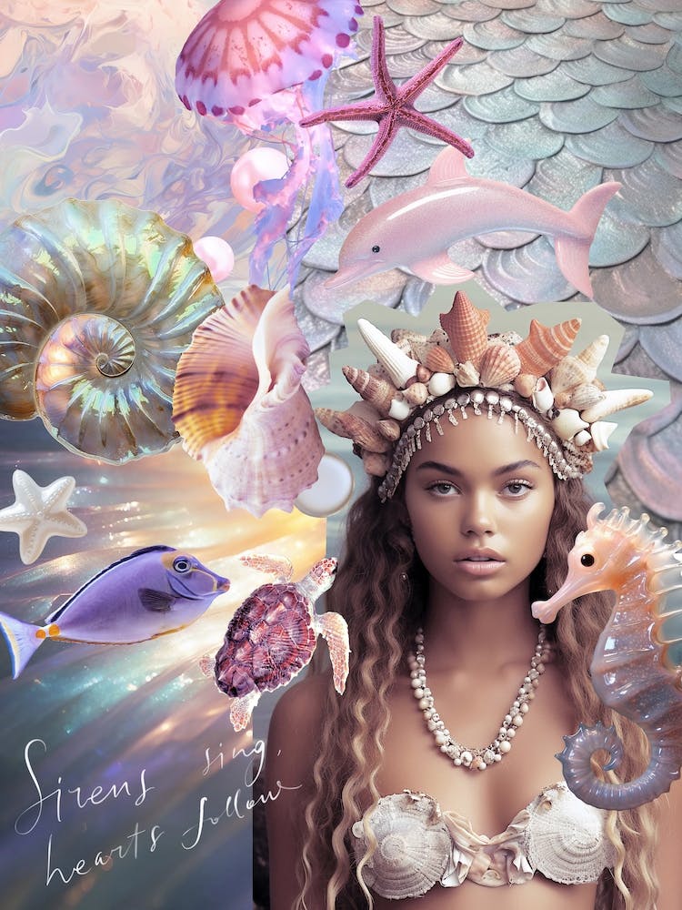 Sirens Sing, Hearts Follow. Mermaidcore Collage