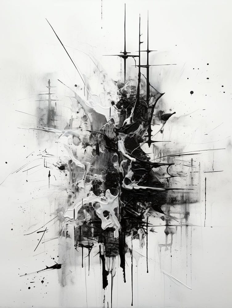 Disintegration Abstract Black And White 5